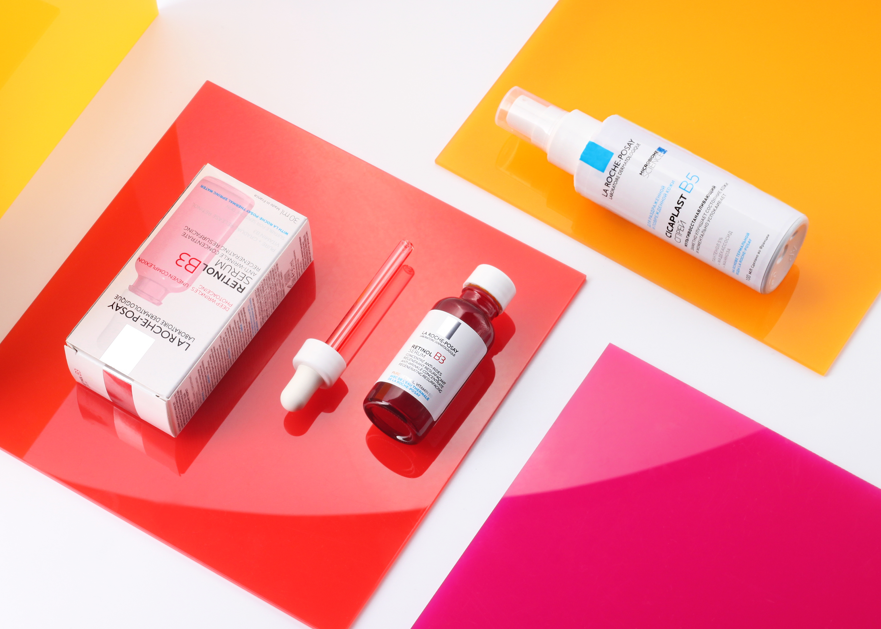 La Roche-Posay: Антивозрастная сыворотка Retinol B3 и Мультивосстанавливающий спрей B5
