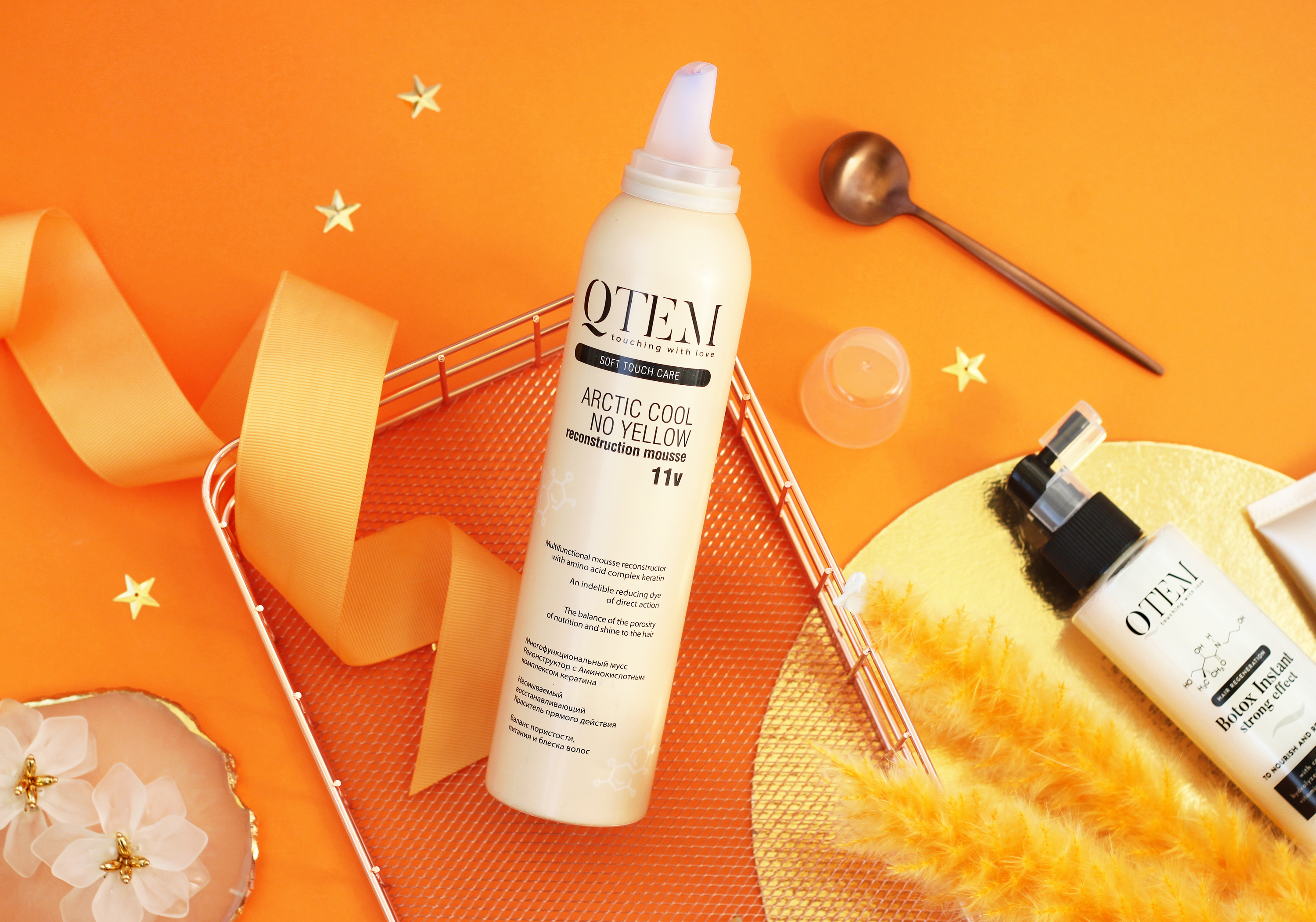 Мусс-реконструктор для волос Qtem, Soft Touch Color Arctic Cool No Yellow, 250 мл