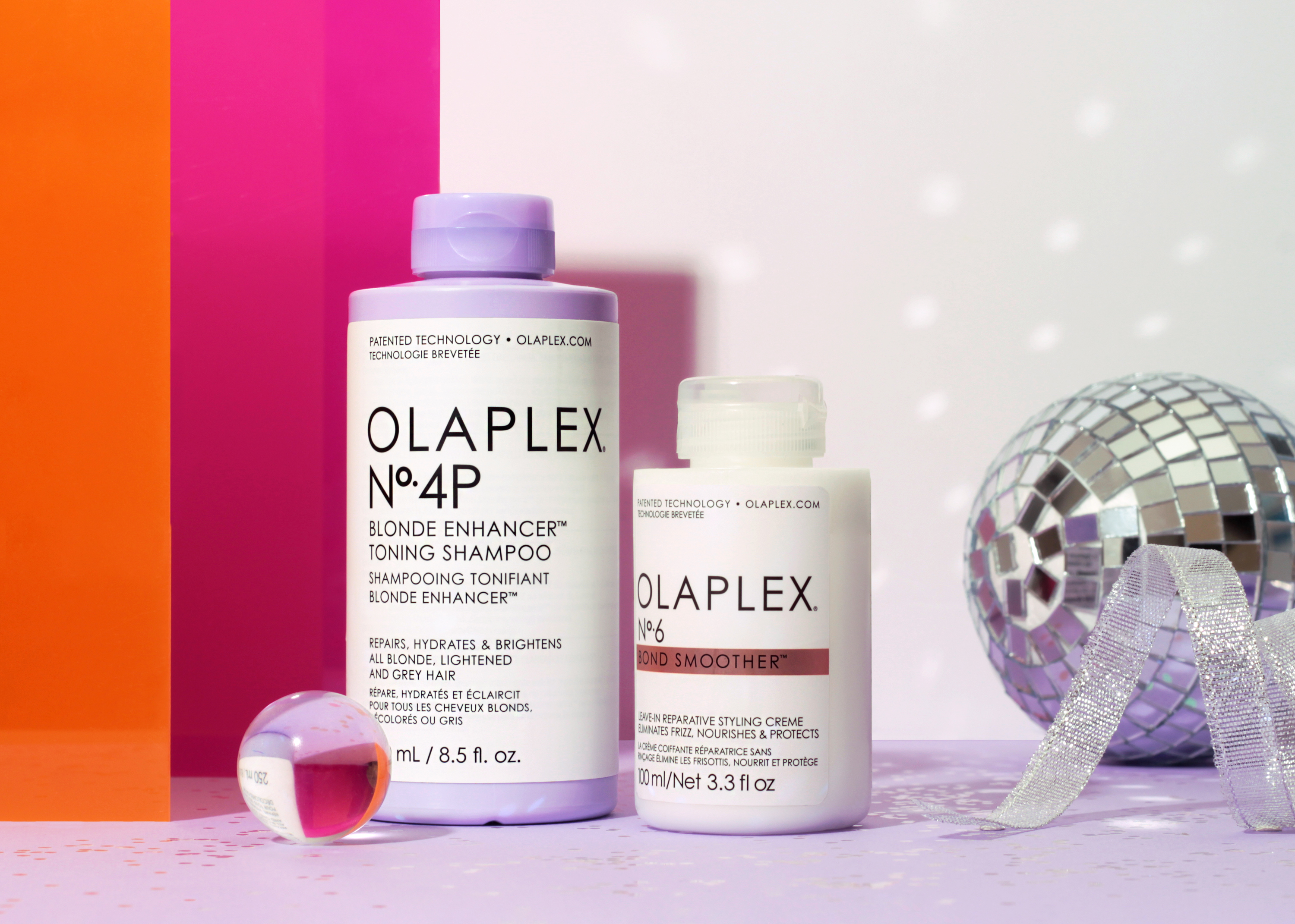 средства для волос Olaplex: Тонирующий шампунь No.4P и Несмываемый крем No.6