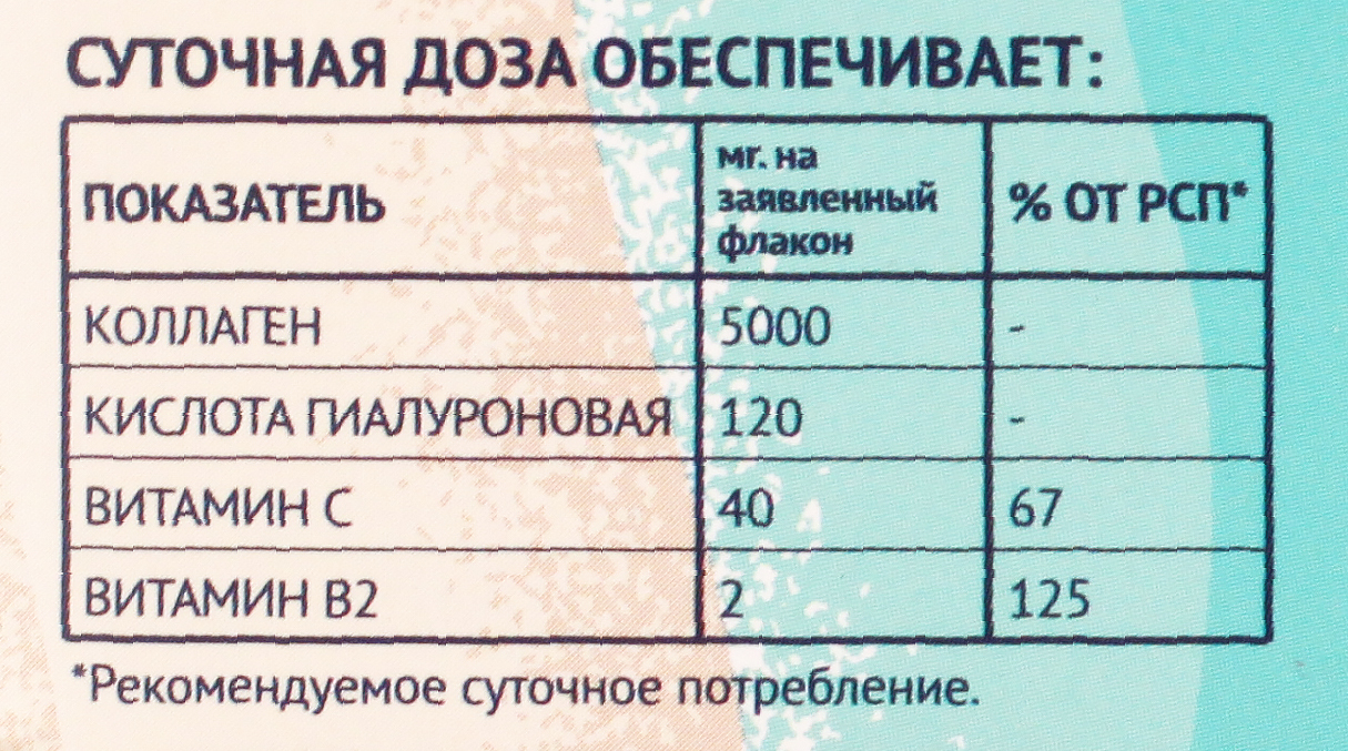 Биологически активная добавка Qtem «Морской коллаген + гиалуроновая кислота» состав