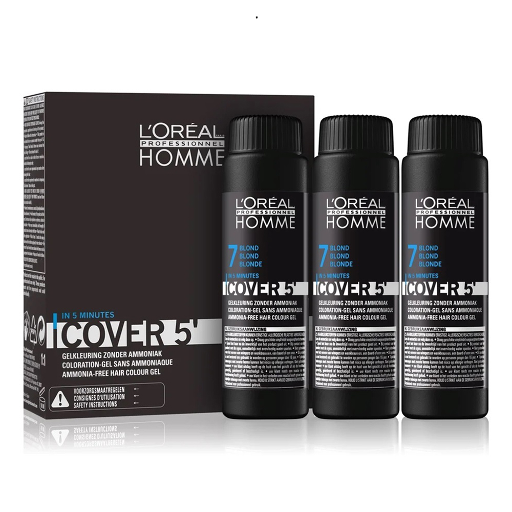 LOreal Professionnel Тонирующий гель Homme Cover 5, 3 х 50 мл - 4 Шатен (LOreal Professionnel, Окрашивание)