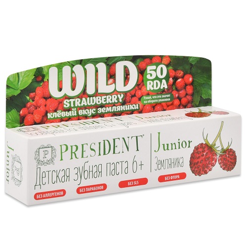 Купить President Детская зубная паста со вкусом земляники, 50 мл (President, Для детей)