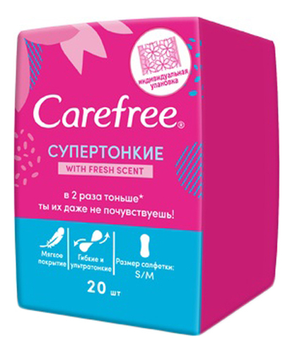 

Carefree Ежедневные прокладки With Fresh Scent, 20 шт (Carefree, Ежедневные)