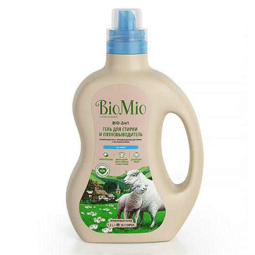 BioMio Гель и пятновыводитель для стирки белья, без запаха, 1500 мл (BioMio, Стирка)