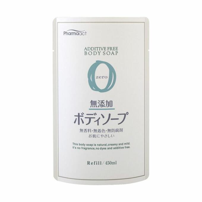 Kumano Cosmetics Жидкое мыло для тела без добавок для чувствительной кожи Pharmaact Additive Free Body Soap Zero сменный блок, 450 мл (Kumano Cosmetics, Жидкое мыло для тела)