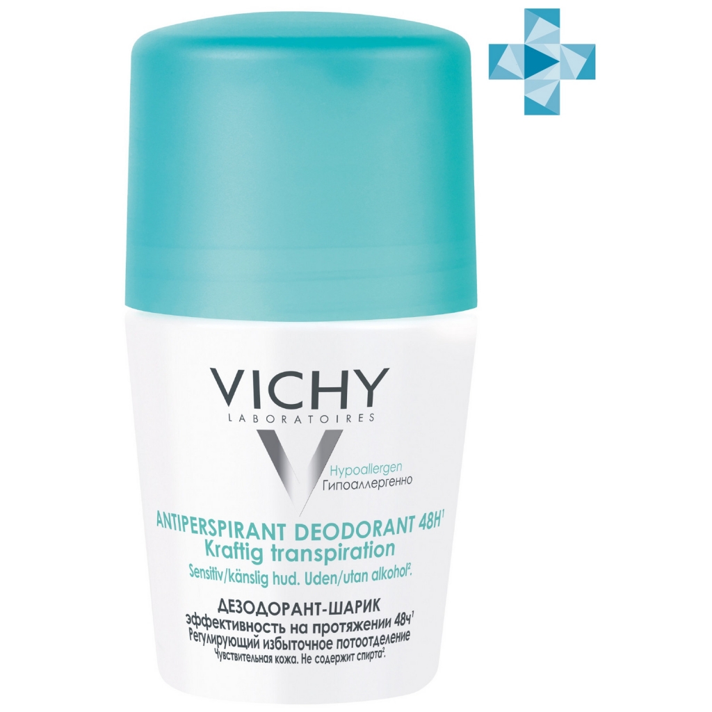 Vichy Шариковый дезодорант, регулирующий избыточное потоотделение 48 часов, 50 мл (Vichy, Deodorant)