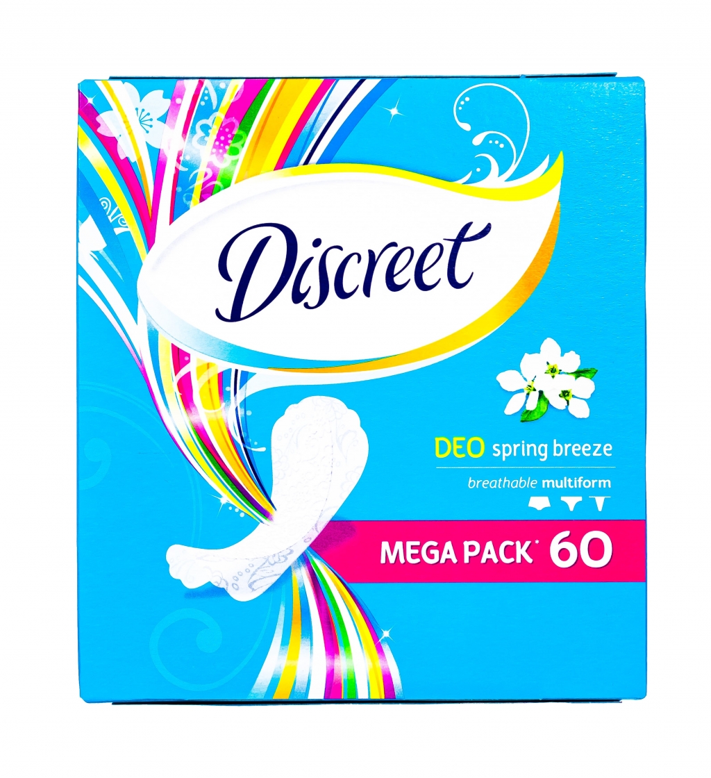 Discreet Ежедневные дышащие прокладки мультиформ, 60 шт (Discreet, Deo Весенний бриз)