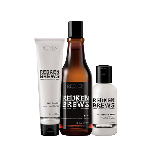 Redken Набор для мужчин Brews (Шампунь, 300 мл + Крем для бритья, 150 мл + Бальзам после бритья, 125 мл) (Redken, Мужская линия)