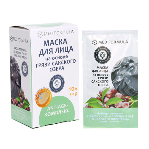 Дом природы Маска для лица Anti Age-комплекс на основе грязи Сакского озера, 30г*10шт (Дом природы, )