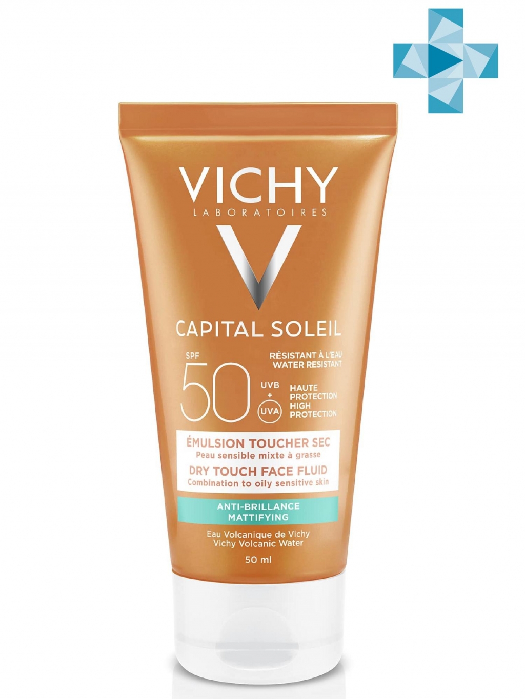Vichy Солнцезащитная матирующая эмульсия Dry Touch для жирной кожи лица SPF 50, 50 мл (Vichy, Capital Ideal Soleil)