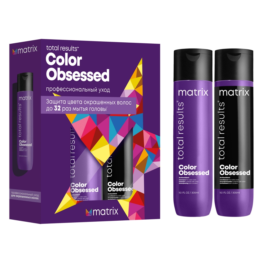 Matrix Весенний набор Color Obsessed для защиты цвета окрашенных волос (Шампунь, 300 мл + Кондиционер, 300 мл) (Matrix, Total results) от Socolor