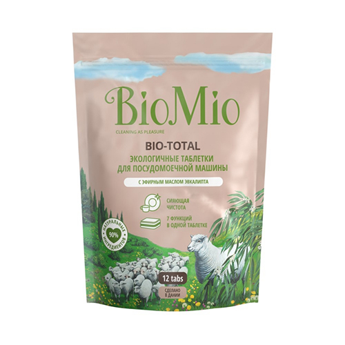 BioMio Таблетки для посудомоечной машины с эфирным маслом эвкалипта, 12 шт. (BioMio, Посуда)