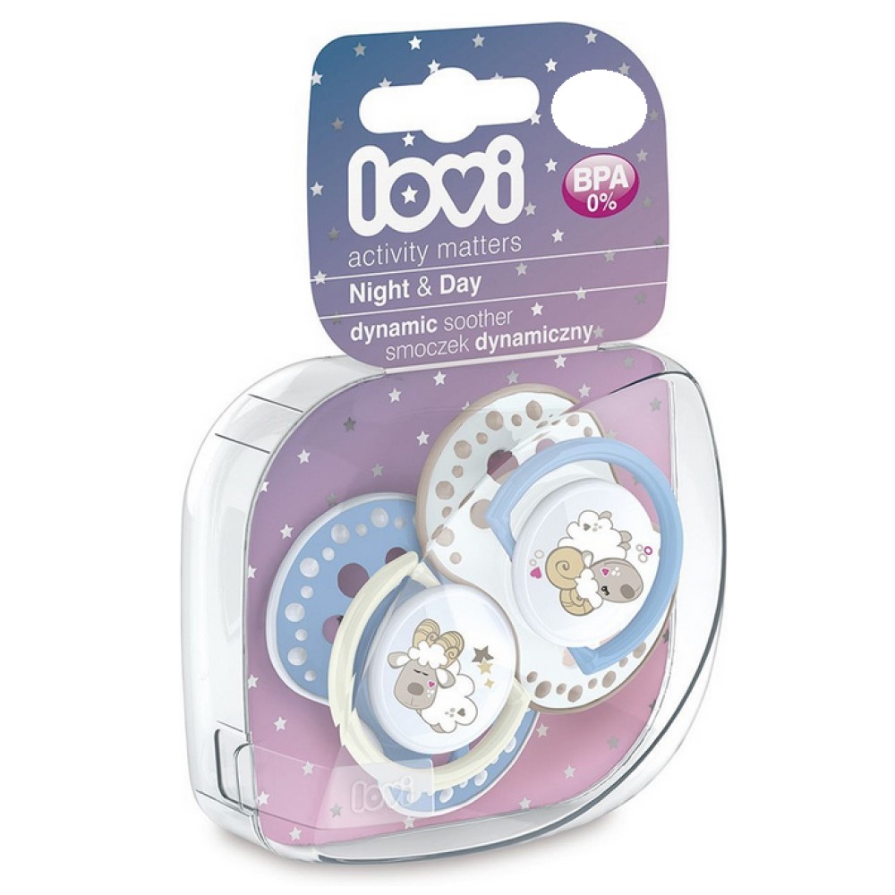 

Lovi Пустышка динамическая силиконовая "Night & Day", для мальчика 3-6 мес, 2 шт. (Lovi, Пустышки)