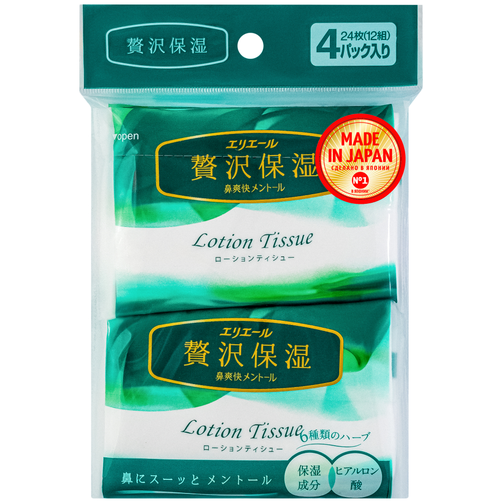 

Elleair Платочки бумажные Lotion Tissue Mentol, 4*12 шт (Elleair, )