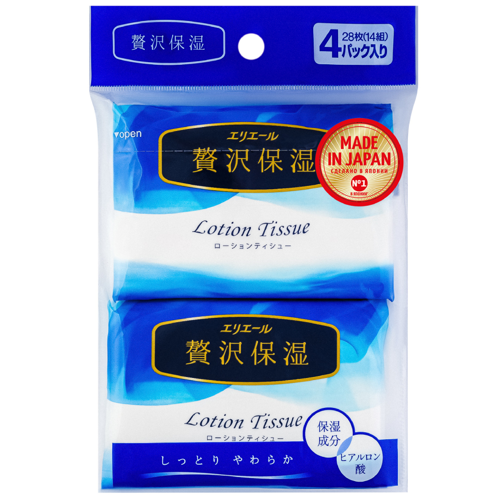 Elleair Платочки бумажные Lotion Tissue, 4*14 шт (Elleair, )