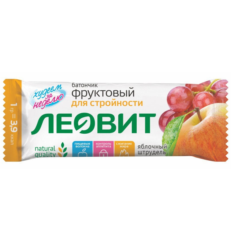 Леовит Батончик фруктовый Яблочный штрудель, 30 г (Леовит, )