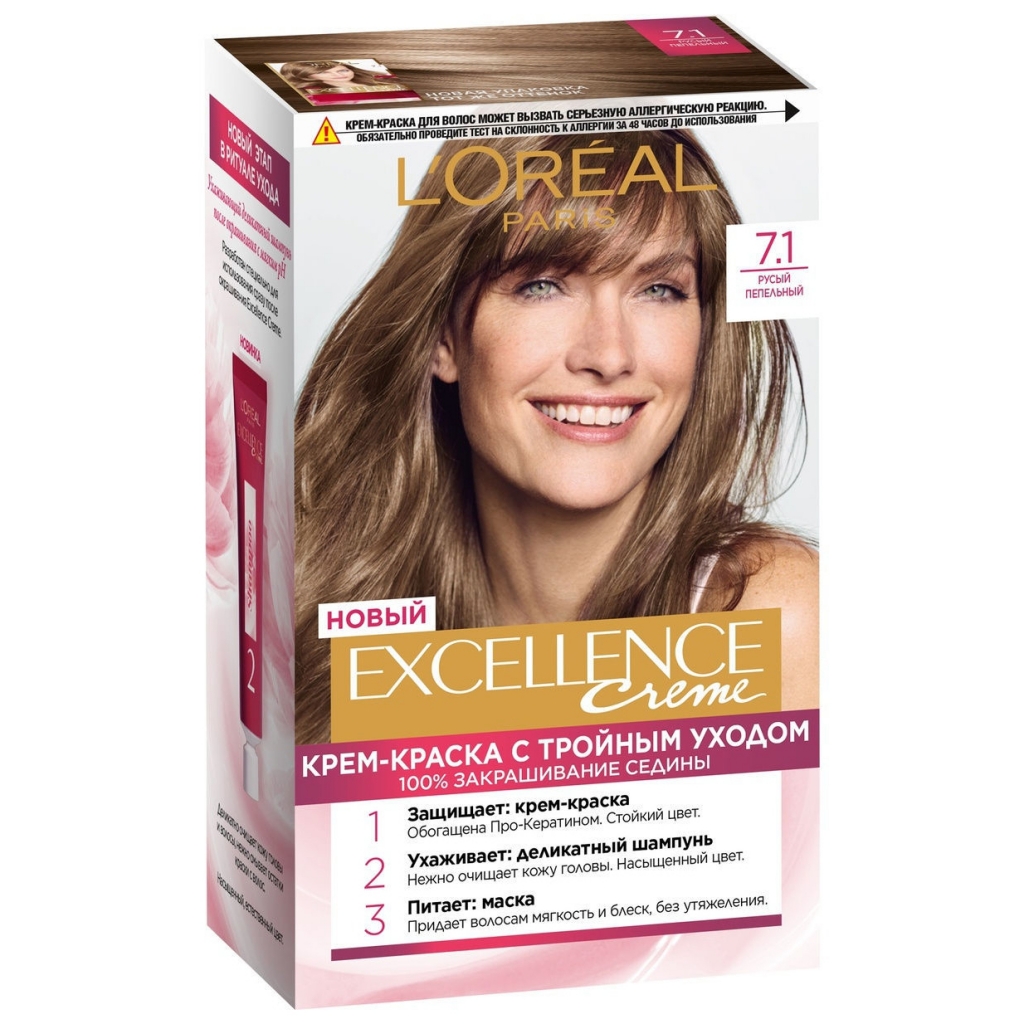 

L'Oreal Paris Стойкая крем-краска для волос, 1 шт. - 7.1 Русый пепельный (L'Oreal Paris, Окрашивание)