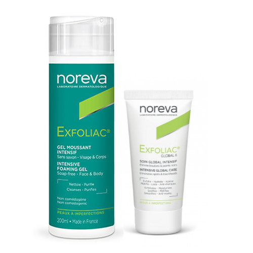 

Noreva Набор: Интенсивный пенящийся гель, 200 мл + Крем Глобал, 30 мл (Noreva, Exfoliac)