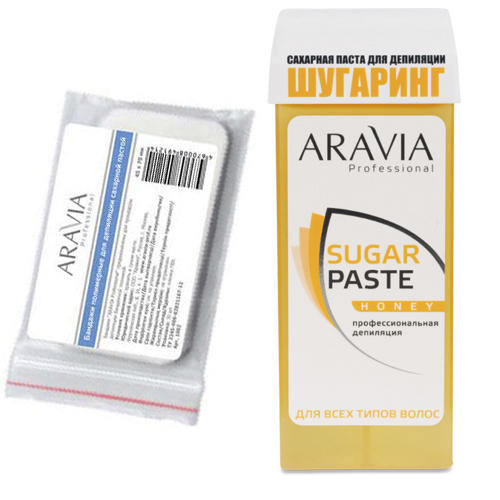 Aravia Professional Набор: Бандаж полимерный, 45х70 мм, 30 шт + Паста сахарная для депиляции в картридже Медовая, очень мягкой консистенции, 150 г (Aravia Professional)  - Купить