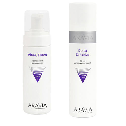 Aravia Professional Набор: крем-пенка очищающая Vita-C Foam, 160 мл + тоник детоксицирующий Detox Sensitive, 250 мл (Aravia Professional)