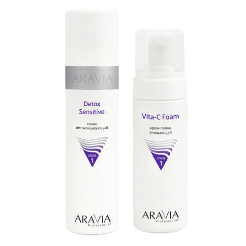 Aravia Professional Набор: тоник детоксицирующий Detox Sensitive, 250 мл + крем-пенка очищающая Vita-C Foam, 160 мл (Aravia Professional)