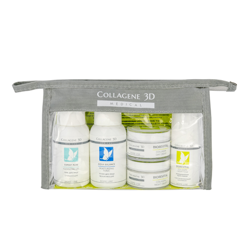 Collagene 3D Набор для лица (крем дневной 15 мл, крем ночной 15 мл, крем-маска 15 мл, гель 50 мл, тоник 50 мл) Travel Kit Biorevital (Collagene 3D, Подарочные наборы)