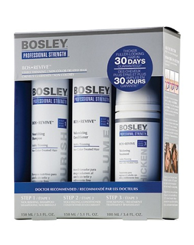 Bosley Система Синяя для истонченных неокрашенных волос (Шампунь+кондиционер+уход)  (Bosley, BosRevive)