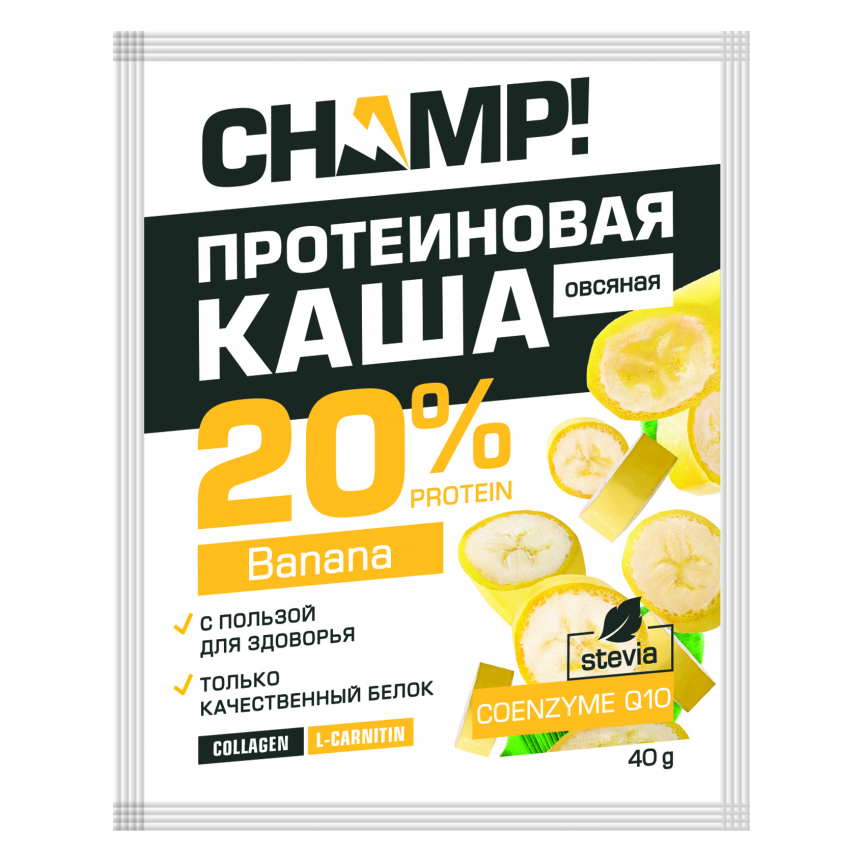 Леовит Каша "Champ" протеиновая овсяная банановая с коэнзимом Q10, 40 г (Леовит, ) от Socolor