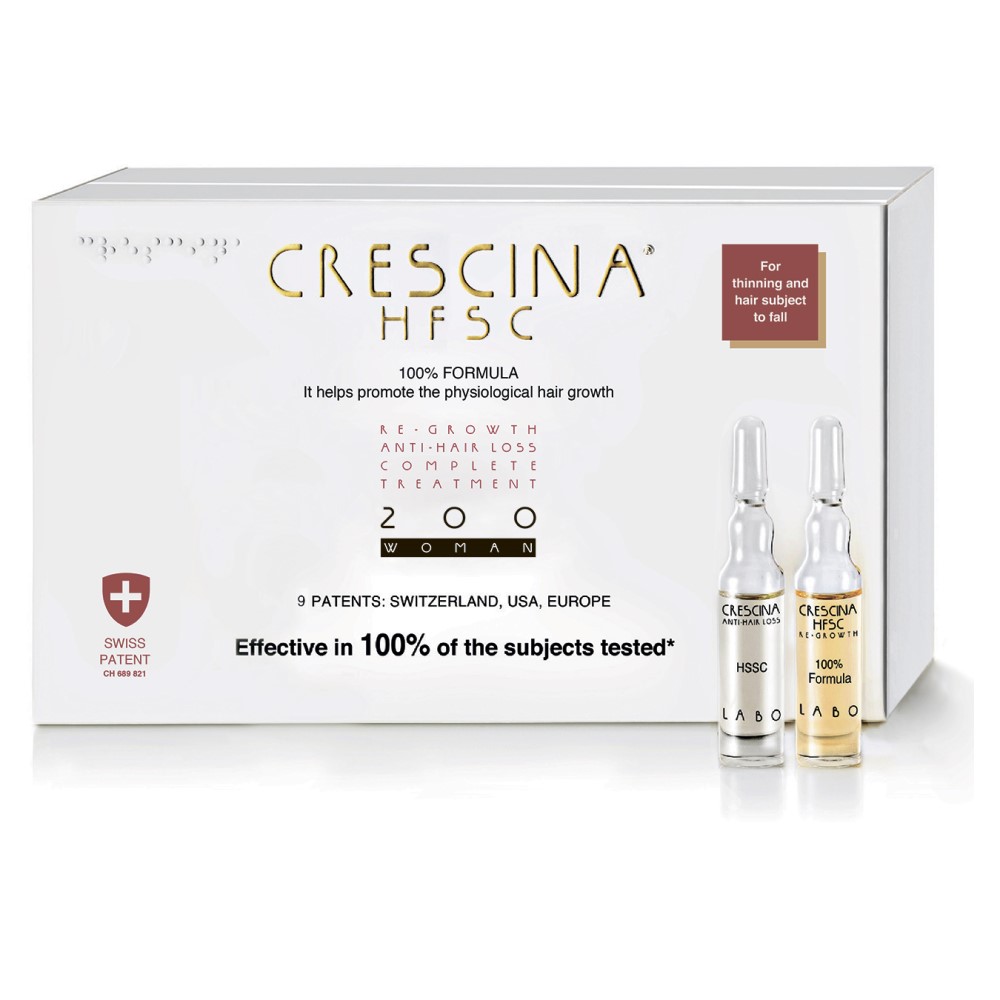 Crescina Комплекс для женщин 200: Лосьон для стимулирования роста волос + Лосьон против выпадения волос, 20*3,5 мл (Crescina, Crescina 200)