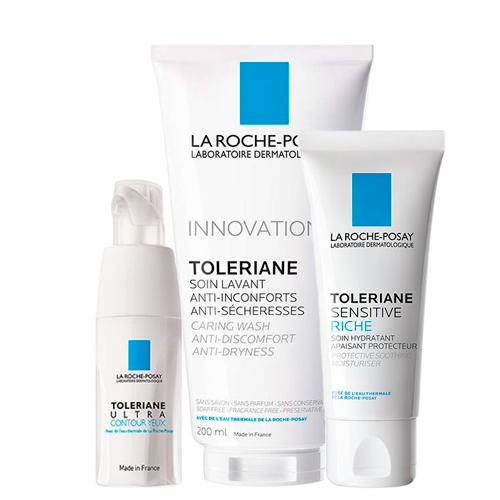 La Roche-Posay Набор Toleriane (Насыщенный крем Sensitive Riche, 40 мл + Очищающий гель-уход для умывания, 200 мл + Уход для кожи вокруг глаз Ultra, 20 мл) (La Roche-Posay, Toleriane)