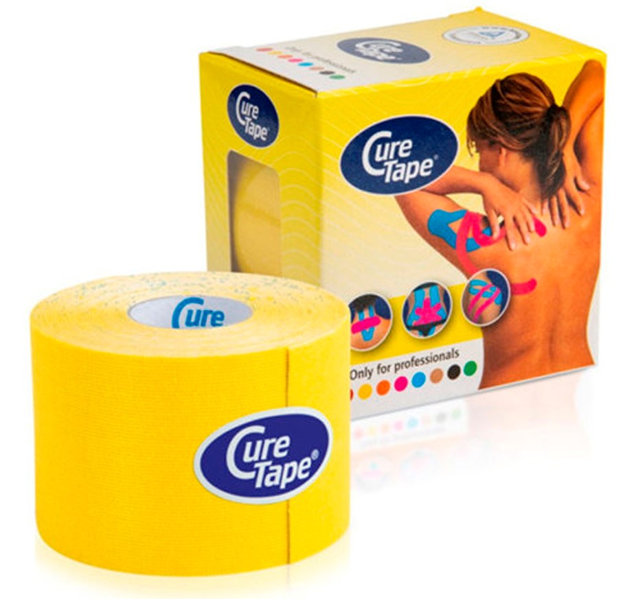 Cure Tape Кинезио тейп, хлопок 5 см * 5 м, жёлтый (Cure Tape, Classic)
