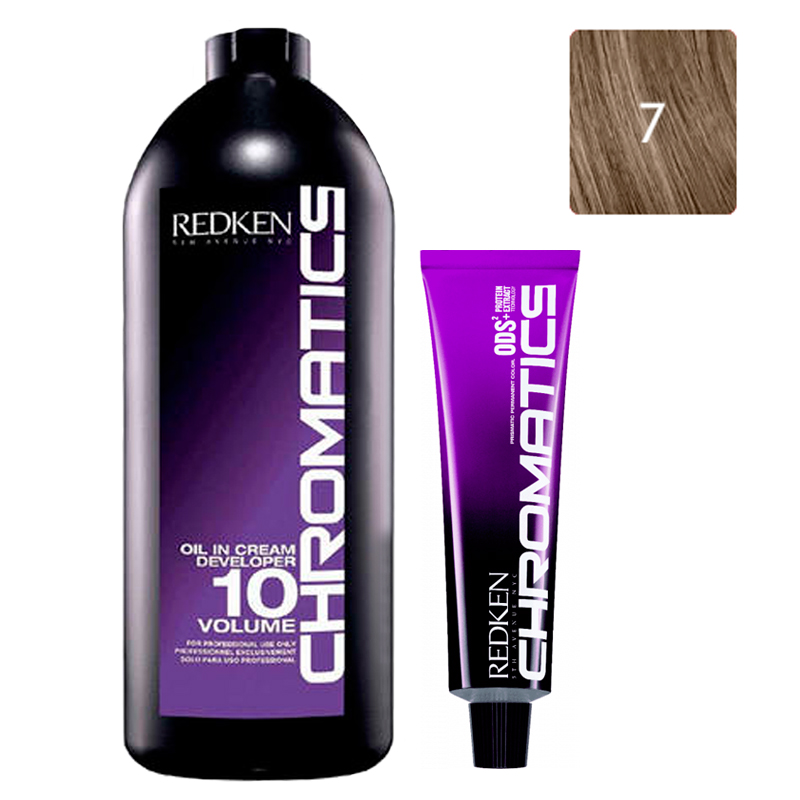 

Redken Набор Перманентный краситель Chromatics в оттенке 7, 60 мл + Проявитель крем-масло Chromatics 10 Vol [3%], 1000 мл (Redken, Окрашивание)