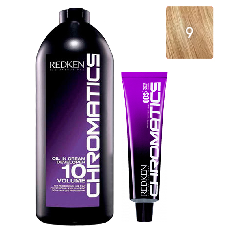 

Redken Набор Перманентный краситель Chromatics в оттенке 9, 60 мл + Проявитель крем-масло Chromatics 10 Vol [3%], 1000 мл (Redken, Окрашивание)