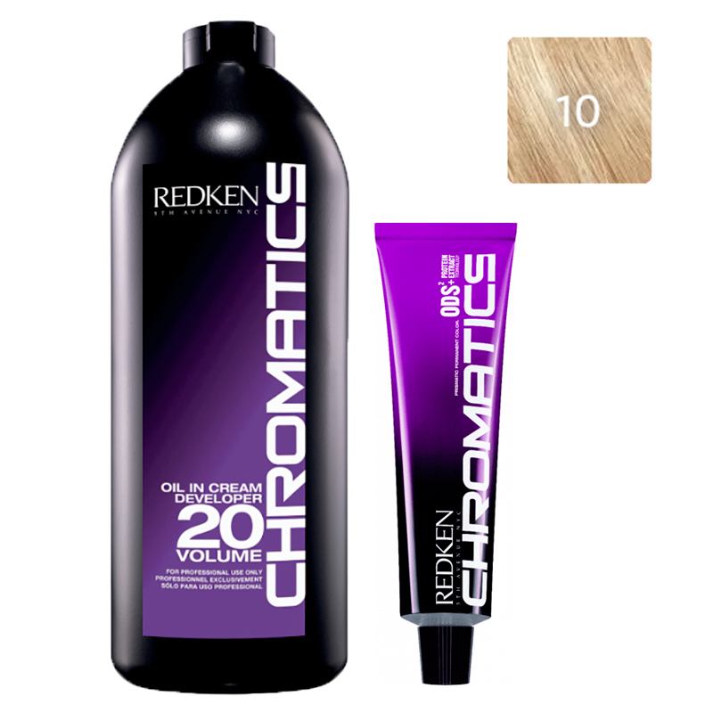 

Redken Набор Перманентный краситель Chromatics в оттенке 10, 60 мл + Проявитель крем-масло Chromatics 20 Vol [6%], 1000 мл (Redken, Окрашивание)