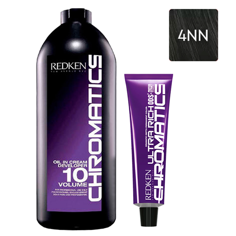 Redken Набор Перманентный краситель Chromatics Ultra Rich в оттенке 4NN, 60 мл + Проявитель крем-масло Chromatics 10 Vol [3%], 1000 мл (Redken, Окрашивание) от Socolor