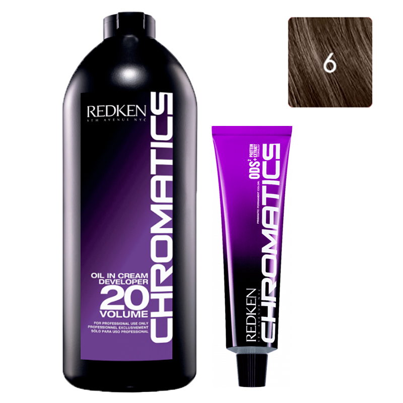 

Redken Набор Перманентный краситель Chromatics 6, 60 мл + Проявитель крем-масло Chromatics 20 Vol [6%], 1000 мл (Redken, Окрашивание)