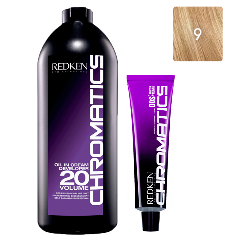 

Redken Набор Перманентный краситель Chromatics в оттенке 9, 60 мл + Проявитель крем-масло Chromatics 20 Vol [6%], 1000 мл (Redken, Окрашивание)