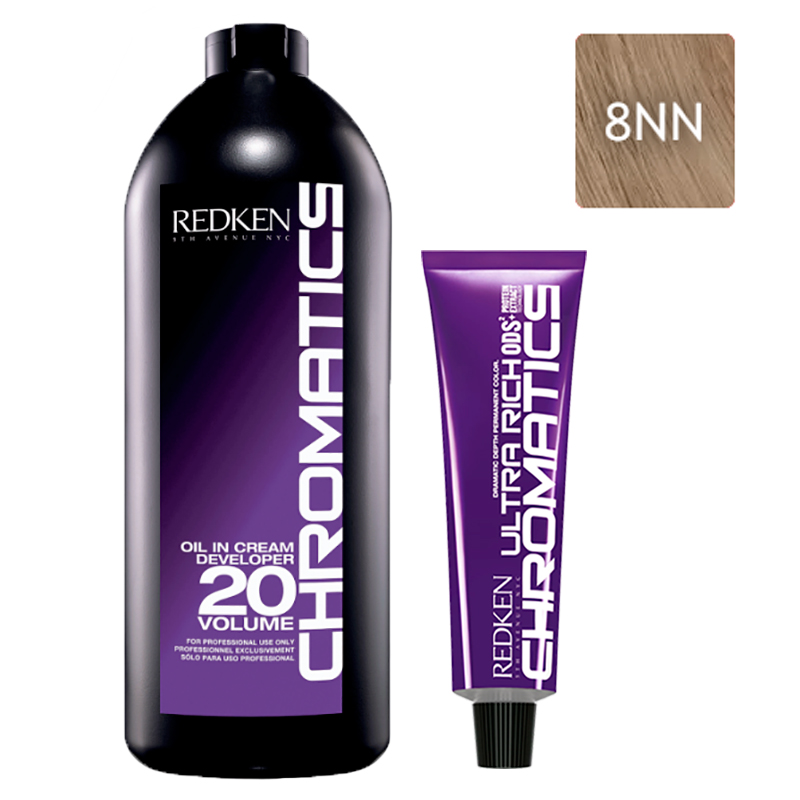 

Redken Набор Перманентный краситель Chromatics Ultra Rich в оттенке 8NN, 60 мл + Проявитель крем-масло Chromatics 20 Vol [6%], 1000 мл (Redken, Окрашивание)