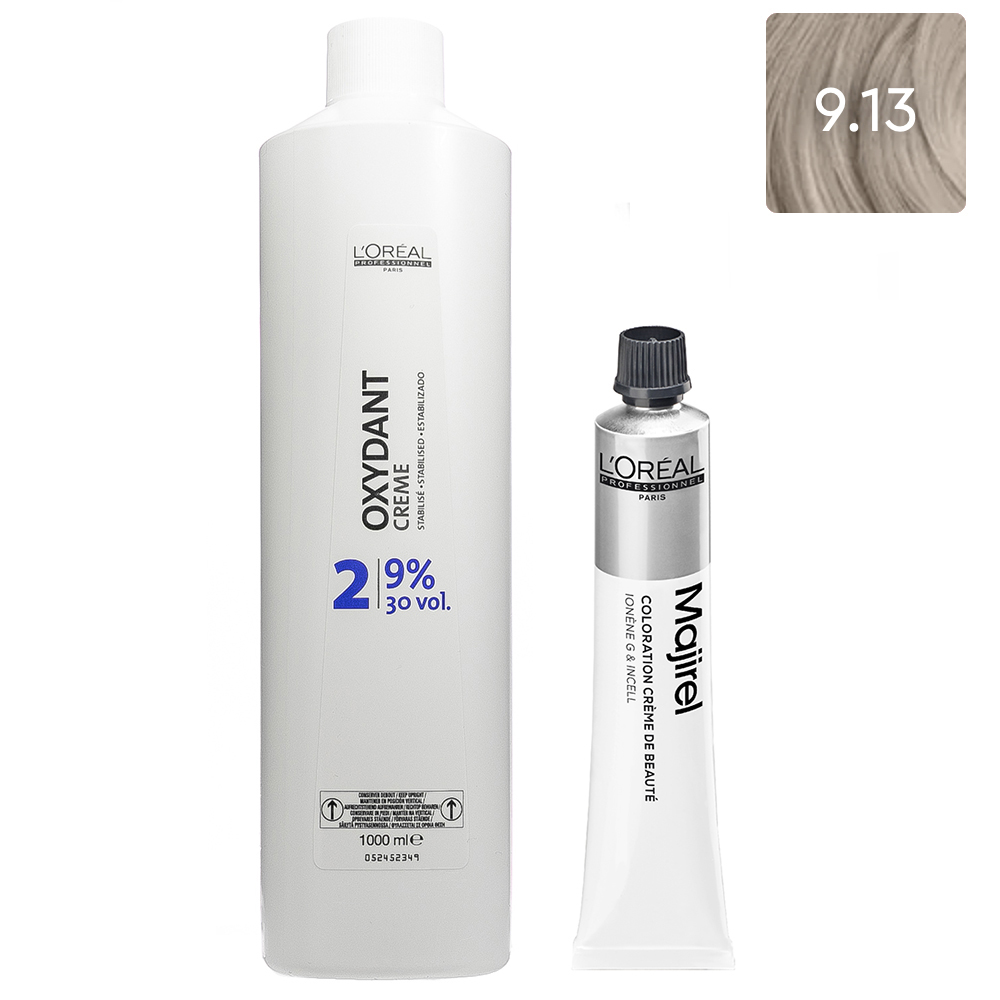 

L'Oreal Professionnel Набор Крем-краска Majirel 9.13, 50 мл + Оксидент-крем 9% (30 Vol.), 1000 мл (L'Oreal Professionnel, Окрашивание), Окрашивание