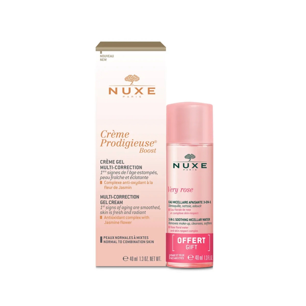 Nuxe Набор: мультикорректирующий гель-крем Boost 40 мл + мицеллярная вода для лица и глаз 3-в-1 40 мл (Nuxe, Creme Prodigieuse Boost)