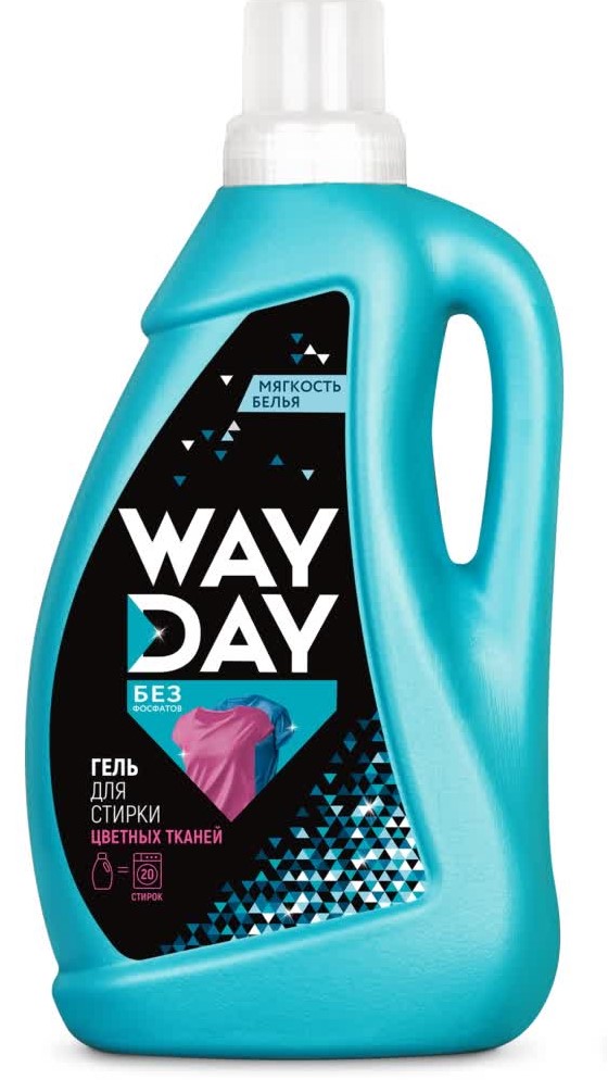 WayDay Жидкое средство  для стирки изделий из цветных тканей «Эффект чистоты», 1 л (WayDay, Средства для стирки)