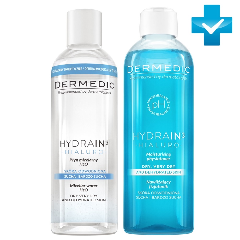 Dermedic Набор Ежедневное очищение : мицеллярная вода, 200 мл + тонер, 200 мл (Dermedic, Hydrain3)  - Купить