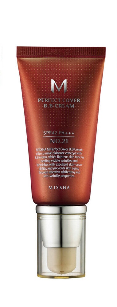 Missha Тональный крем M Perfect Cover BB Cream SPF42/PA+++ № 21 Light Beige, 50 мл (Missha, Perfect Cover)