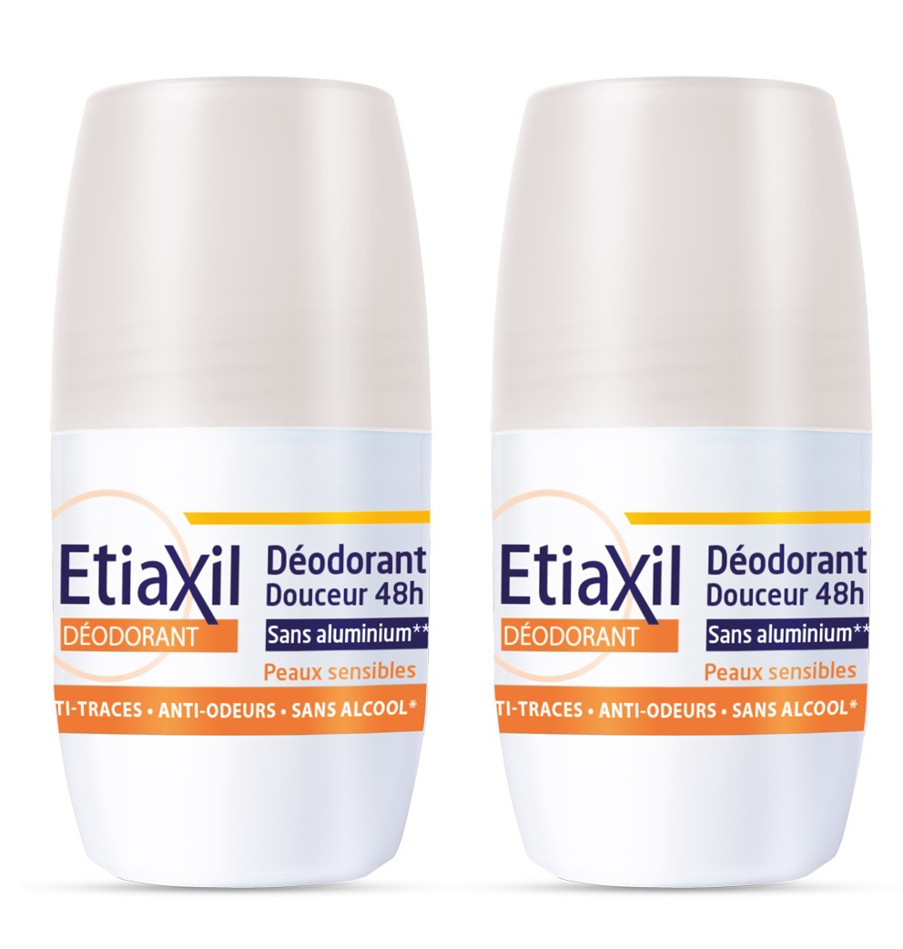 Etiaxil Набор роликовых дезодорантов для чувствительной кожи, без солей алюминия, 2 х 50 мл (Etiaxil, Слабое потоотделение)