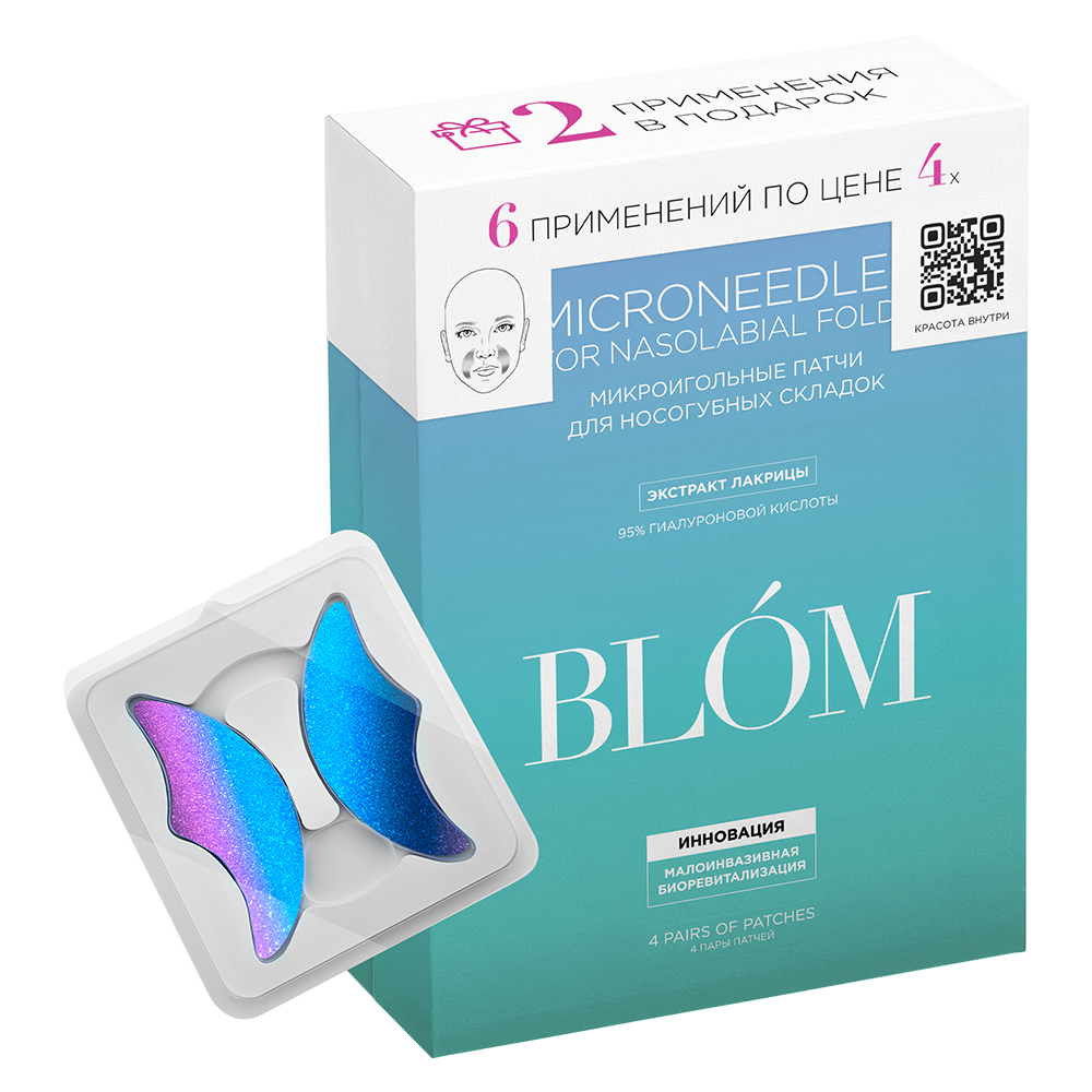 

Blom Микроигольные патчи для носогубных складок, 6 пар (Blom, Fold Fighters)