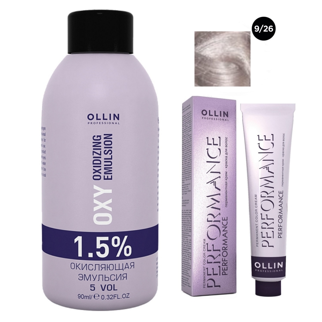 Купить Ollin Professional Набор Перманентная крем-краска для волос Ollin Performance оттенок 9/26 блондин розовый 60 мл + Окисляющая эмульсия Oxy 1, 5% 90 мл (Ollin Professional, Окрашивание волос)