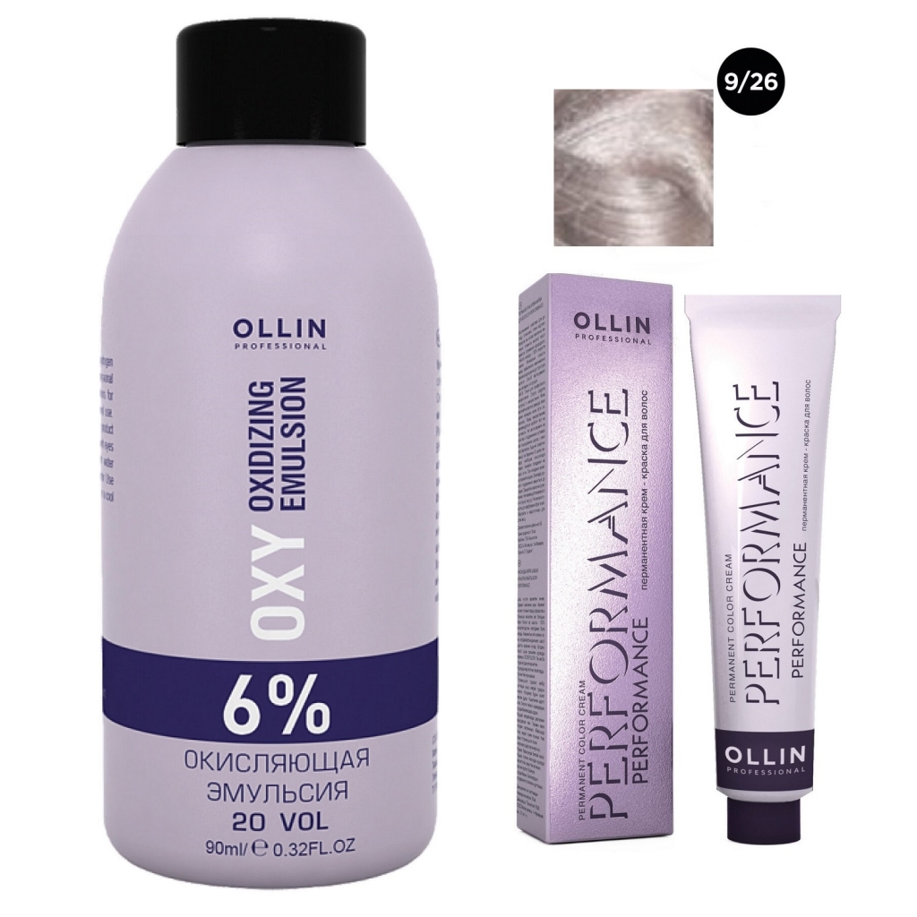Купить Ollin Professional Набор Перманентная крем-краска для волос Ollin Performance оттенок 9/26 блондин розовый 60 мл + Окисляющая эмульсия Oxy 6% 90 мл (Ollin Professional, Окрашивание волос)