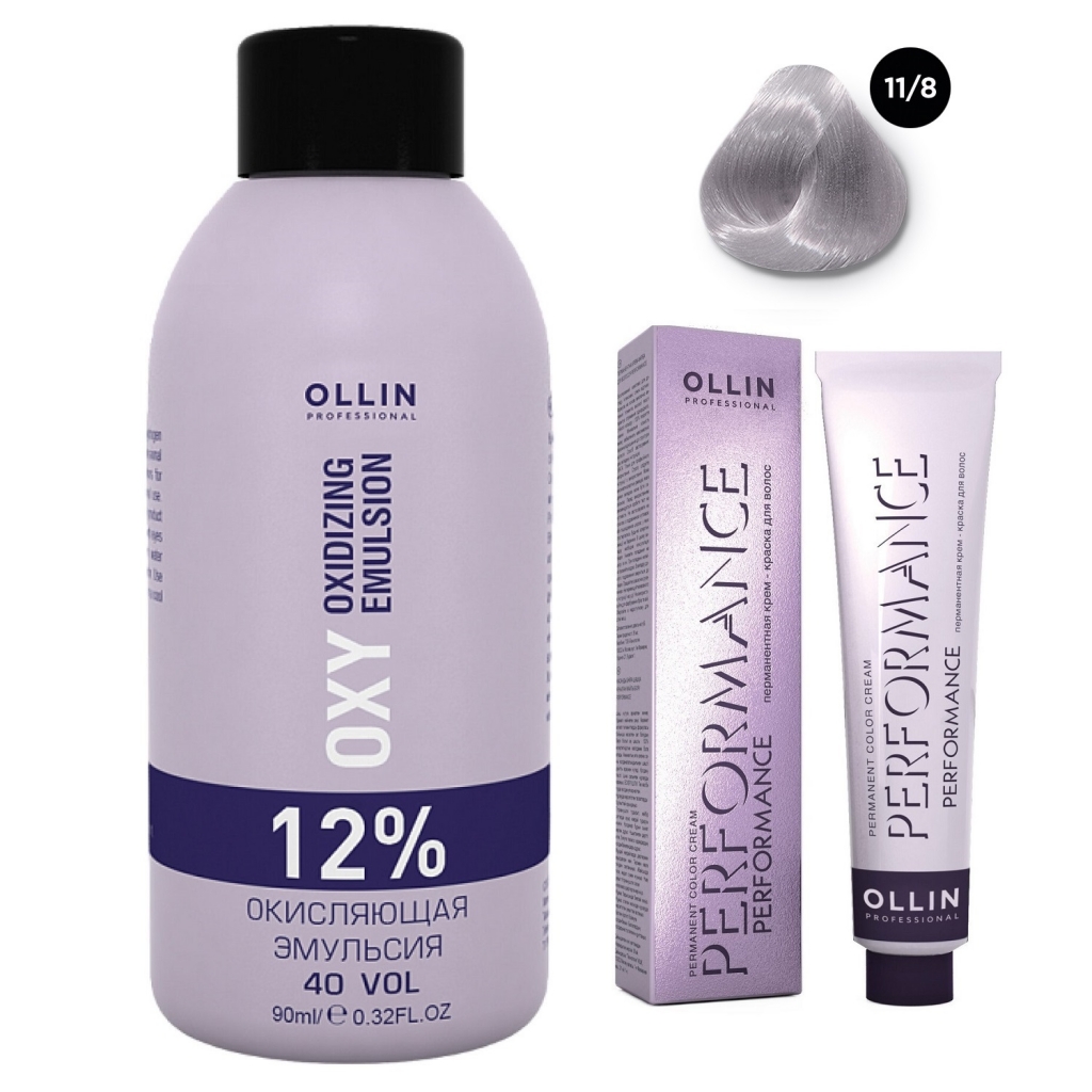 Купить Ollin Professional Набор Перманентная крем-краска для волос Ollin Color оттенок 11/8 специальный блондин жемчужный 60 мл + Окисляющая эмульсия Oxy 12% 90 мл (Ollin Professional, Окрашивание волос)