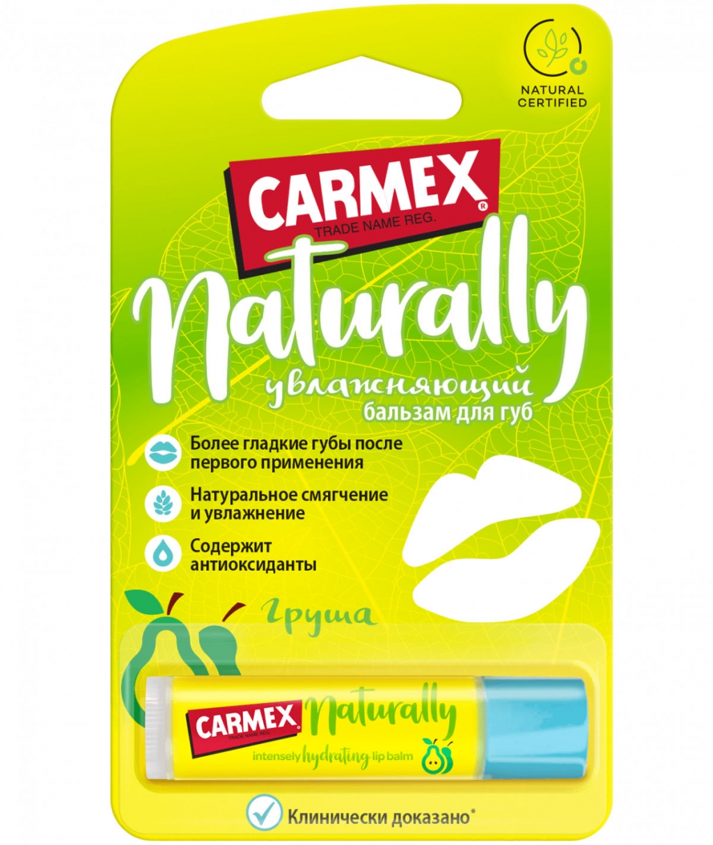 Купить Carmex Натуральный бальзам для губ с ароматом груши в стике, 4.25 гр (Carmex, Naturally)