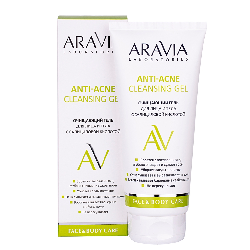 Aravia Laboratories Очищающий гель для лица и тела с салициловой кислотой Anti-Acne Cleansing Gel, 200 мл (Aravia Laboratories, Уход за лицом)